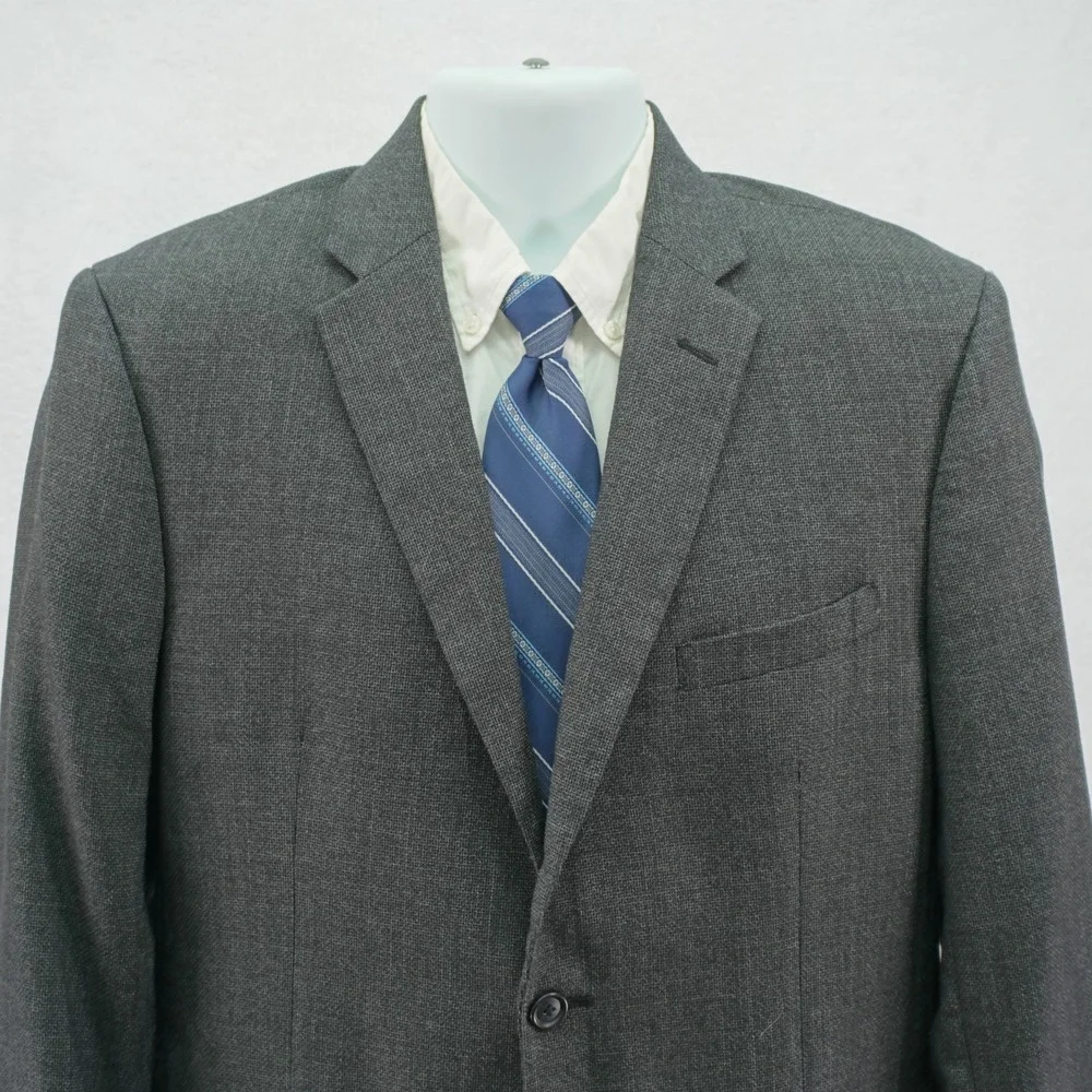 Joseph Jos A Bank Thick Textured Wool Cotton Gray Check Sport Coat 40S Tagged 42